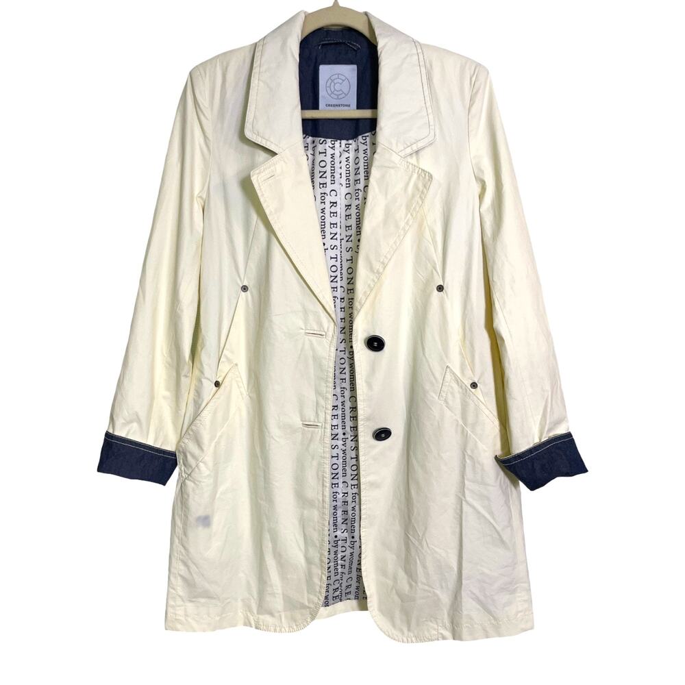 Creenstone Cream Coated Cotton Trench Coat EU 36 US Small Minimalist Outerwear